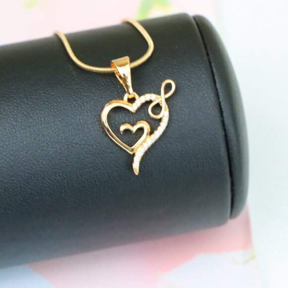"Heart Infinity Mother-Child Rose Gold Pendant with Sparkling Stones, XPPT1279 - Picture 2 of 12